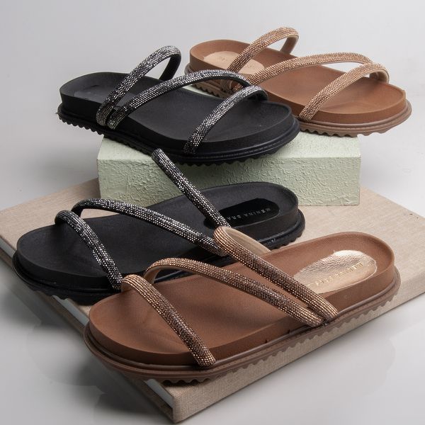 Sapato de Franca: Kit Birken Luxo com Strass - Imagem dos dois pares de sandálias