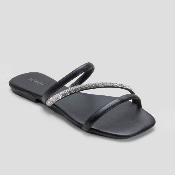 Sandália Rasteirinha Feminina Preta 2589 – Design sofisticado com strass, brilho e palmilha macia para máximo conforto. Solado flexível e ajuste perfeito, ideal para o dia a dia e ocasiões especiais. Meça pela palmilha de um calçado seu!