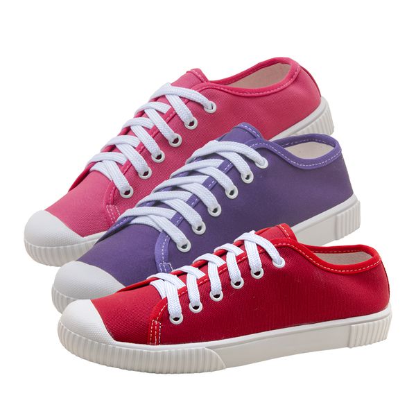 Kit 3 Pares Tênis Casual Rosa Roxo e Vermelho Menina Brasil