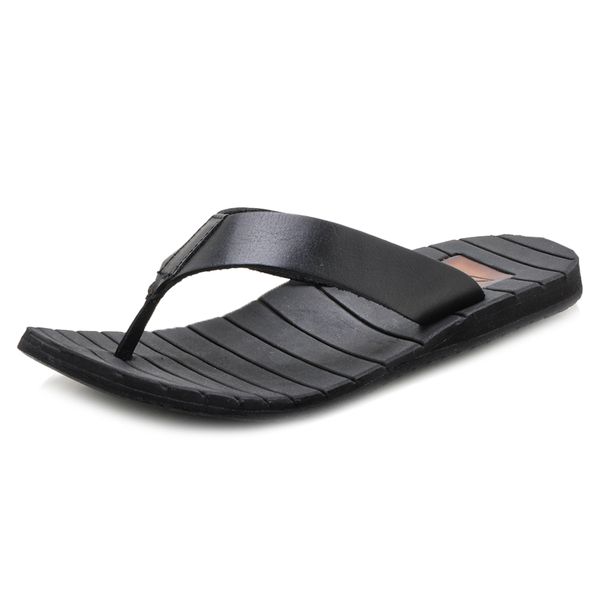 Chinelo Masculino em Couro Zarato l411 Preto