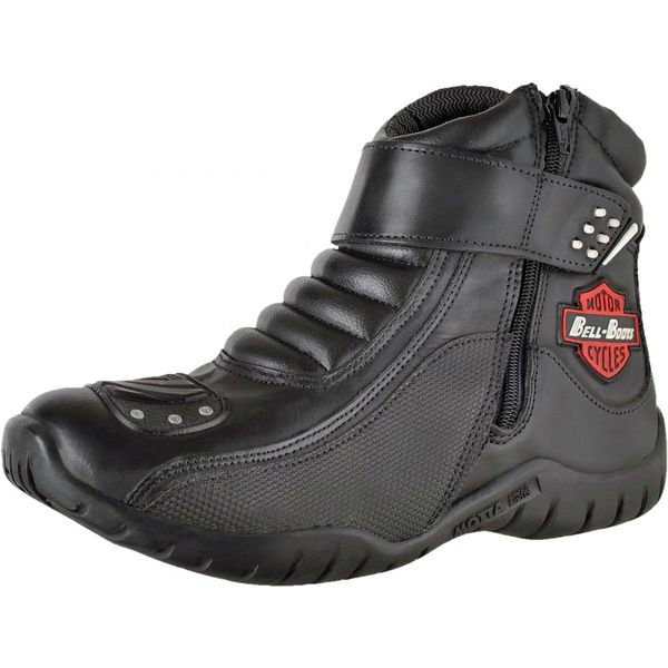 Bota Motoqueiro Impermeavel Masculina Cano Curto Em Couro  Cor:Preto;Tamanho:36