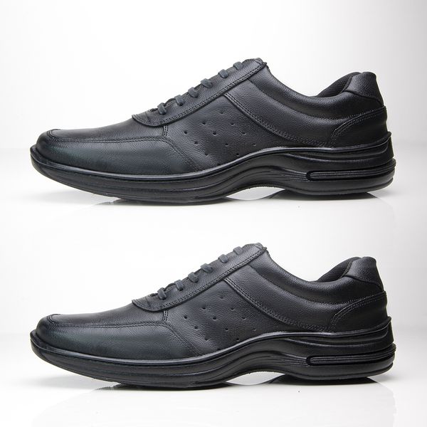 Combo 2 Pares Sapato Couro conforto Z03 Preto 2370