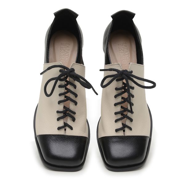 Sapato Boneca CITRINO - Preto e Off White - 400.39