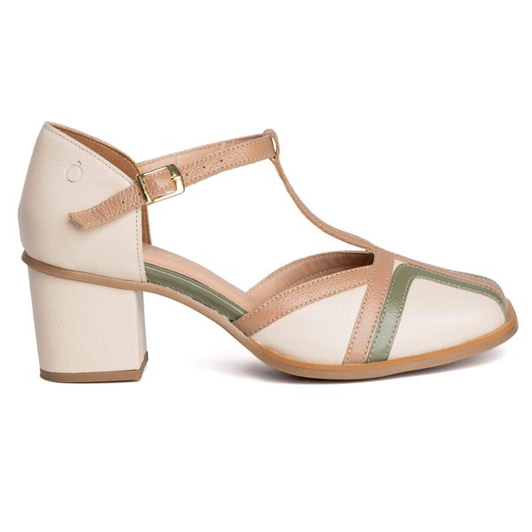 Sapato Boneca - BOSSA - Off White, Sálvia E Bali - 400.59