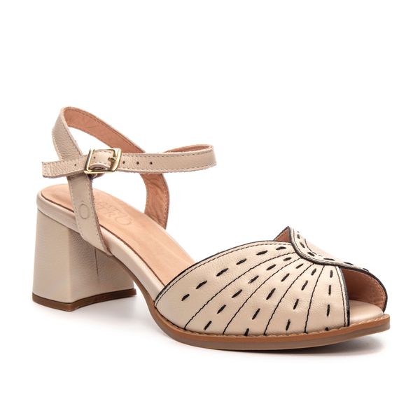 Peep Toe RetrÔ - Off White e Preta - TRAÇOS