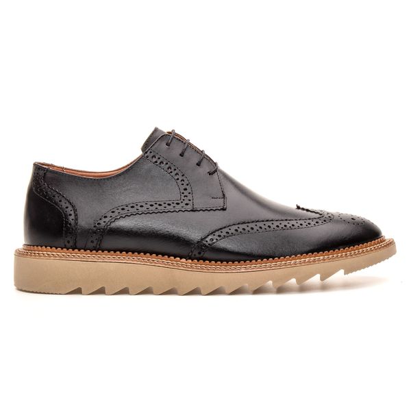 Sapato Brogue Masculino Tratorado Premium Preto