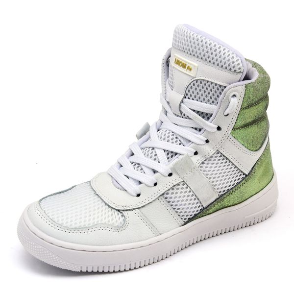 Tenis Feminino Sneakers Lirom Fitness Couro Branco/Verde 