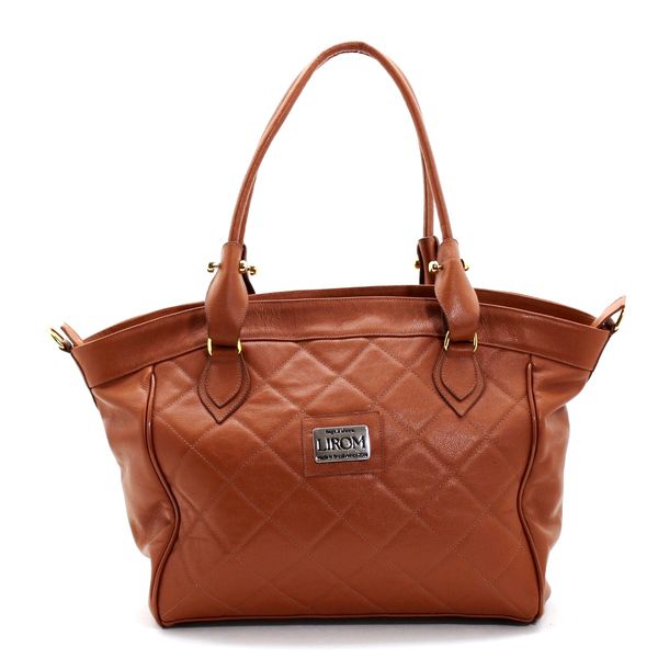 Bolsas Femininas Grande De Couro Legitimo Macio Lirom Super Luxuosa Caramelo