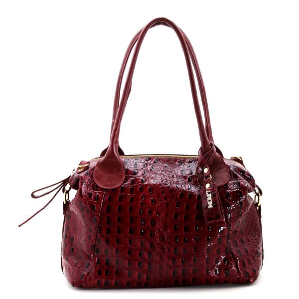 Bolsas Femininas Lirom Em Couro Legítimo Croco Marsala Sofisticada e Luxuosa