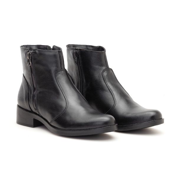 Bota Couro Legítimo Feminina Cano Curto Preto Zoe