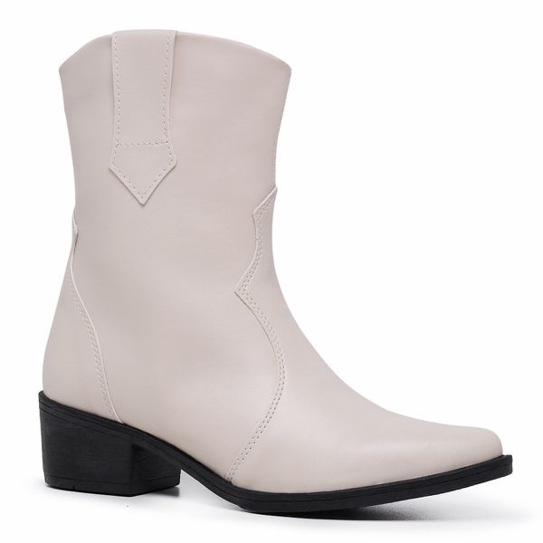 Bota feminina western texana Sofia Off White
