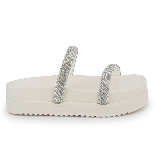 Papete feminina com tiras de strass Ana Paula Off white