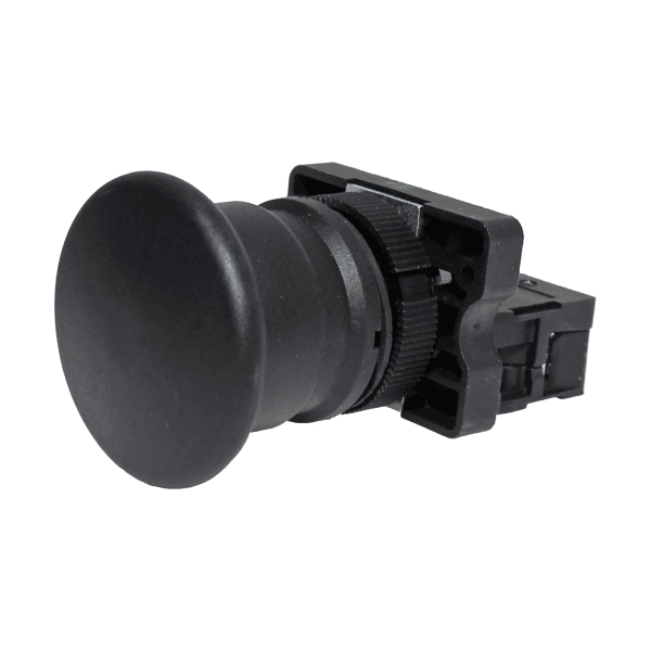 Botão Cogumelo Pulsador Metaltex Preto P20AMR-B-1A