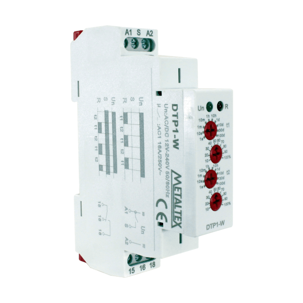 Relé Temporizador Pulsador Metaltex 0,1SEG-240HR 2Ttempos DTP1-W