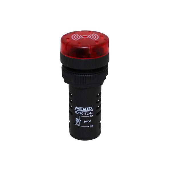 Sinalizador Sonoro/LED Metaltex Vermelho 24V BZ20-7L-R