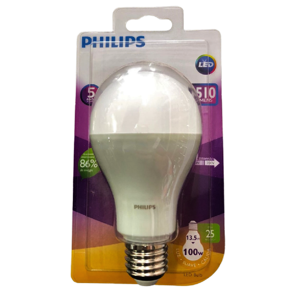 Lâmpada LED Bivolt Philips 13.5W-100W E27 3000K 1510 Lumens