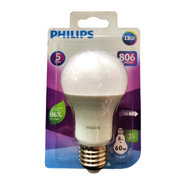 Lâmpada LED Philips Bivolt 8W-60W E27 6500K 806 Lumens