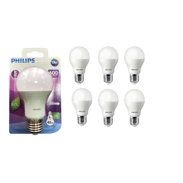 Caixa com 6 Lâmpadas Philips LED 6W E27 6500K Bivolt 