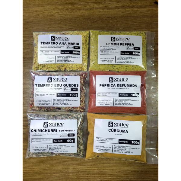 Kit Temperos, Ana Maria, Edu Guedes, Lemon Pepper, Chimichurri, Páprica Defumada e Cúrcuma