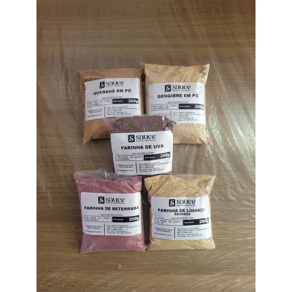 Kit Pré treino Natural 200 g - Beterraba, Uva, Maca Peruana, Gengibre e Guaraná