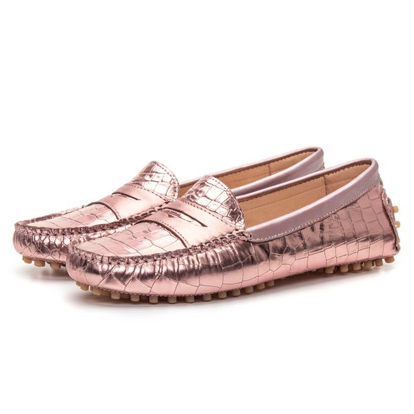 Mocassim Feminino Nice Em Couro Rosa Savelli