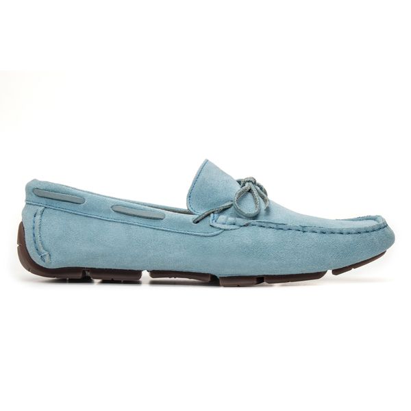 Mocassim Masculino Atlanta Em Couro Suede Azul Bebê Savelli