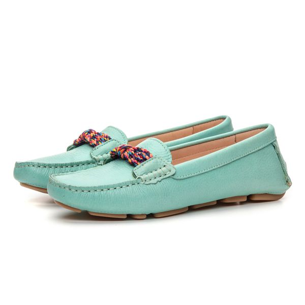Mocassim Feminino Charlotte Em Couro Verde Savelli 