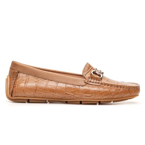 Mocassim Feminino Florença Em Couro Croco Tan Savelli 