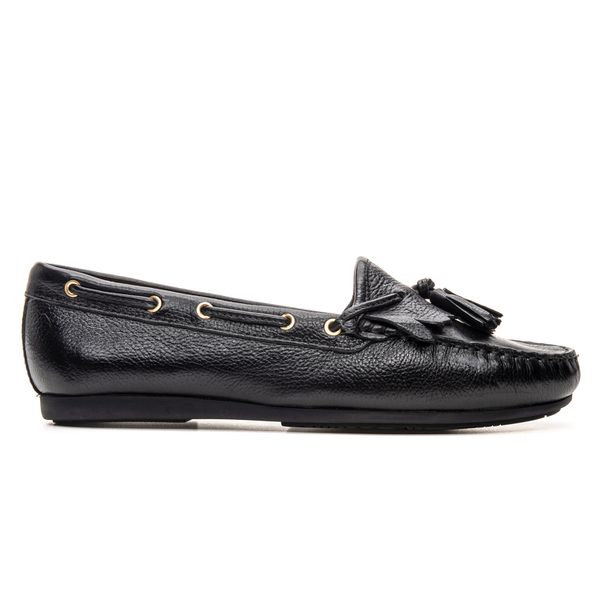 Mocassim Feminino Lille Em Couro Preto Savelli 