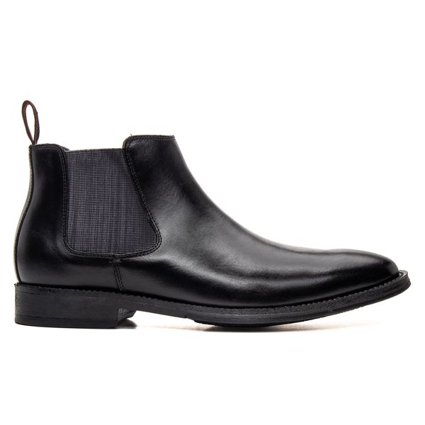 Bota Masculina Chelsea Vulcano em Couro Preto Savelli