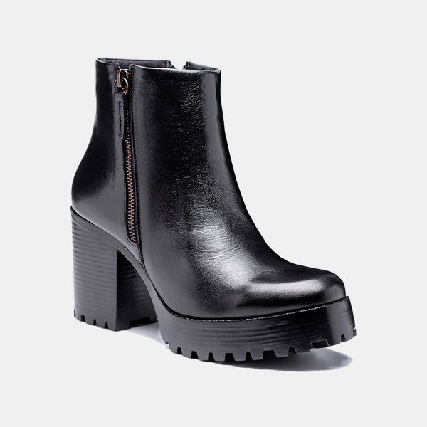 Bota Coturno Paola Plataforma Salto tratorado Preto