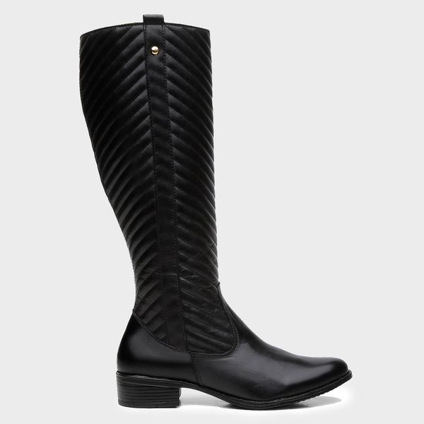 Bota Feminina Montaria Valentina em Couro Preto