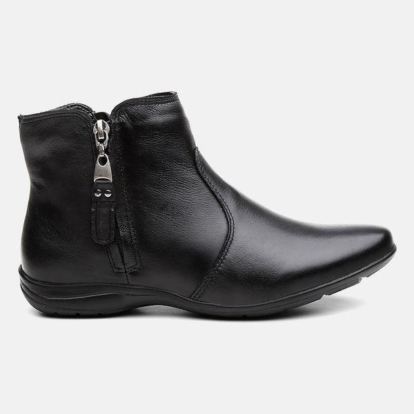 Bota Feminina Flat Carola Em Couro Preto 