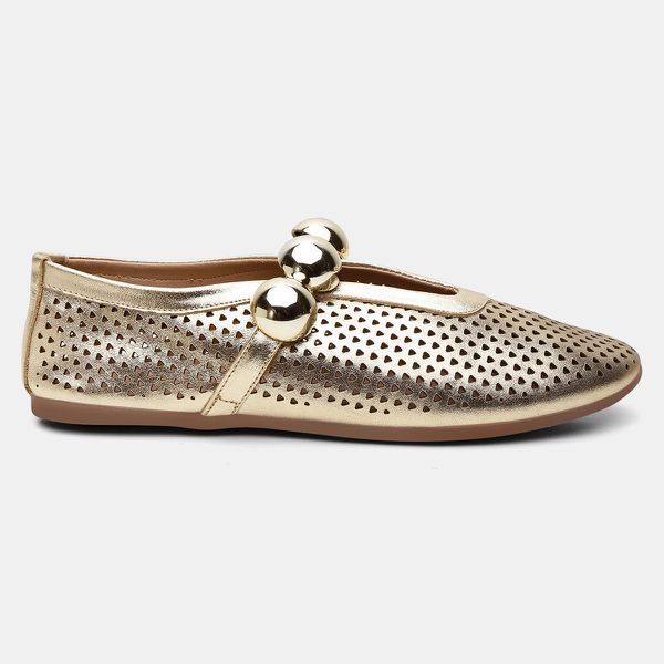 Sapatilha Feminina Selena em Couro dobrável Ouro Light 