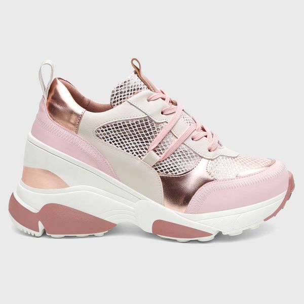 Tênis Feminino Plataforma Eloá Off/Nude/Cobre 