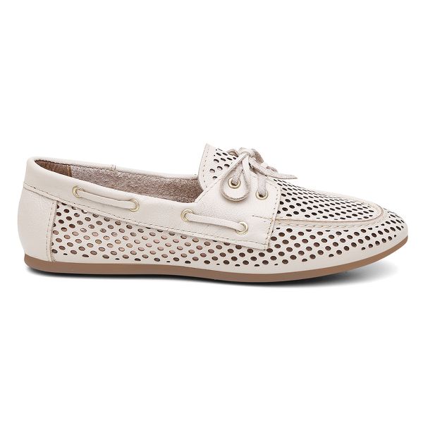 Mocassim Feminino Olívia em Couro Off White