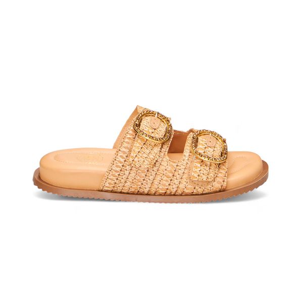 Sandália Papete Feminina Maia em Ráfia Nude