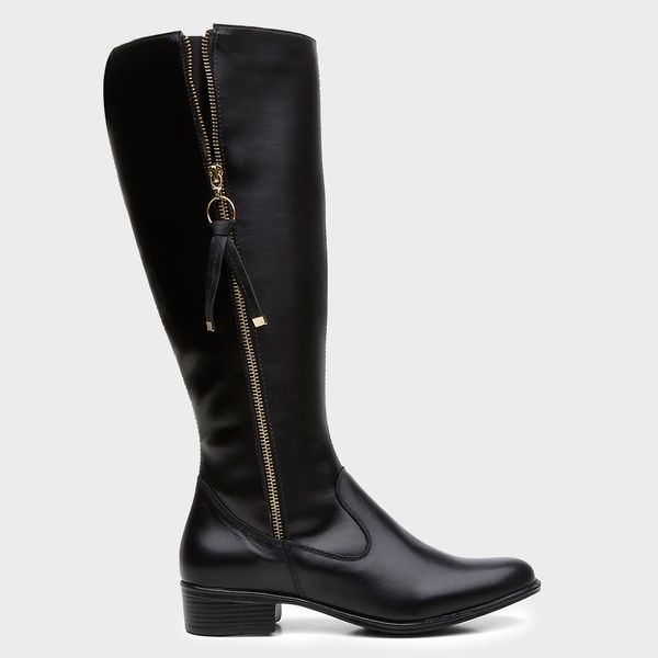 Bota Feminina Montaria Rafaela em Couro Preto 