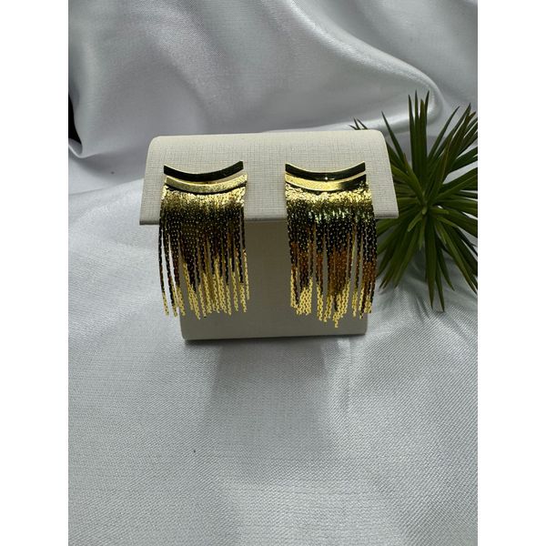 Brinco de franja banhado a ouro 18k