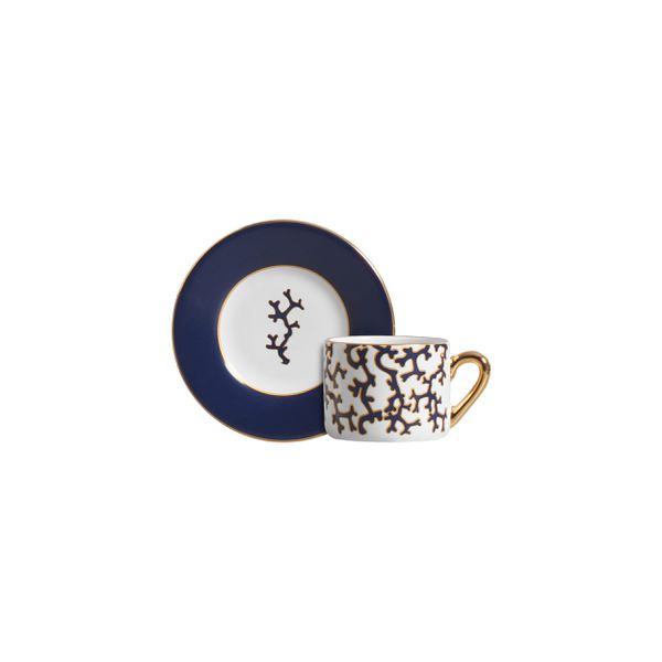 Conjunto 6 Xicaras Cafe C/ 6 Pires Coral Blue