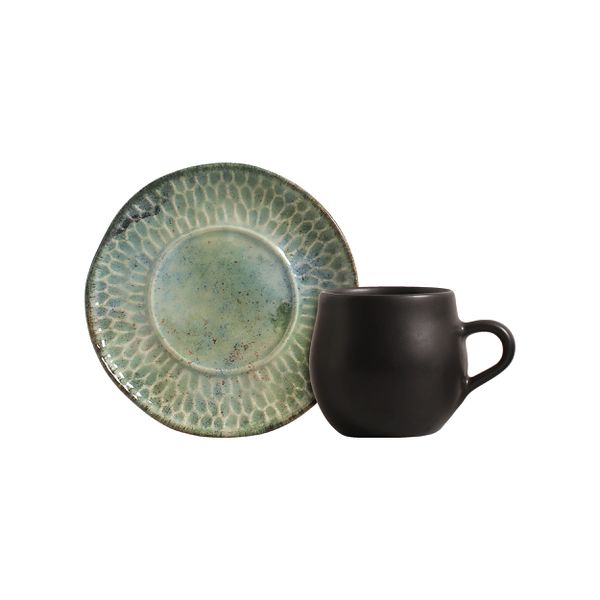 Conjunto 6 Xicaras Cha C/ 6 Pires Oreon Green