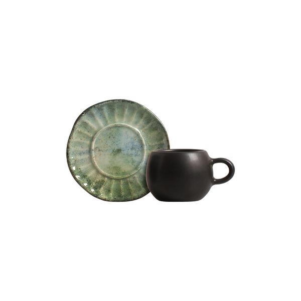 Conjunto 6 Xicaras Cafe C/ 6 Pires Oreon Green