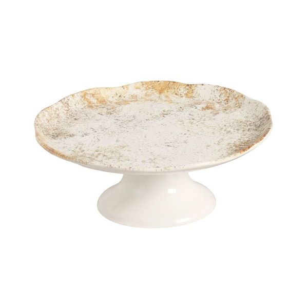 Prato De Bolo Com Pé Aspen Bege Scalla