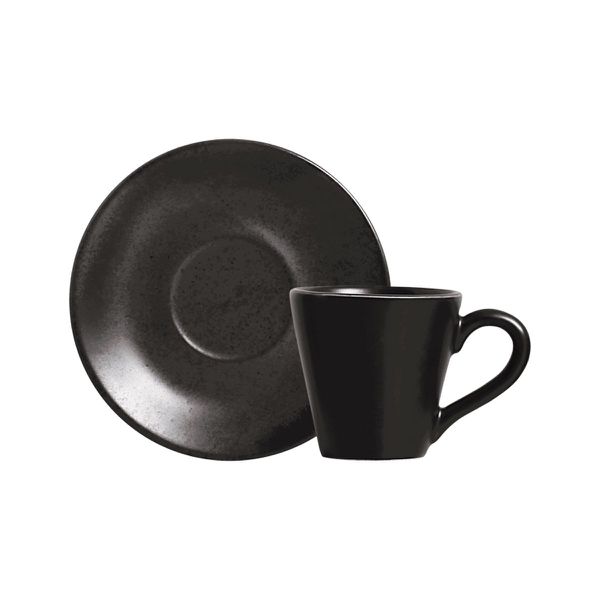 Conjunto 6 Xícaras de Chá Com 6 Pires Stone Black Scalla