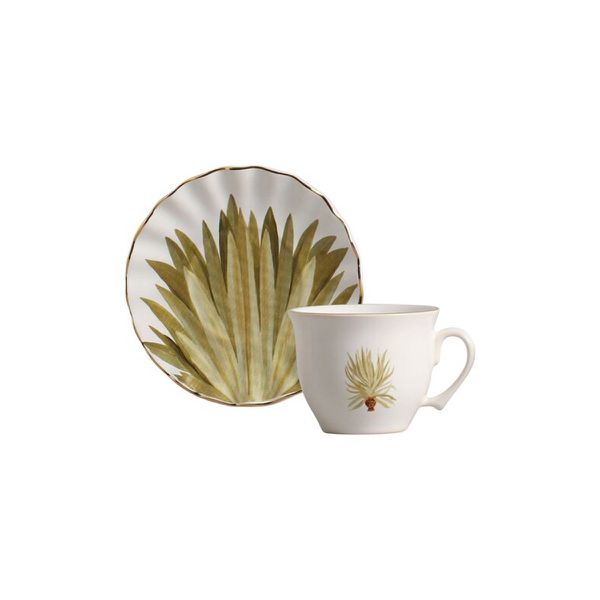 Conjunto 6 Xícaras De Chá Com 6 Pires Com Filete Ouro Scalla