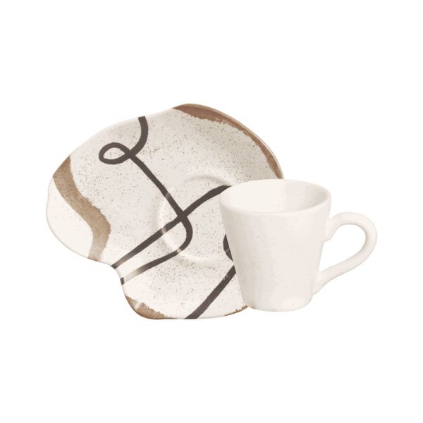 Conjunto 6 Xícaras Chá Com 6 Pires Strip Scalla