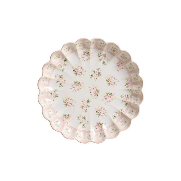 Conjunto Prato Sobremesa Relevo Rosas Vó Dulce Cerâmica Scalla