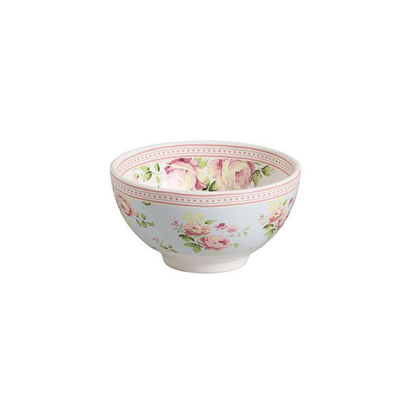 Conjunto Bowl Relevo Azul Rosas Vó Dulce Cerâmica Scalla