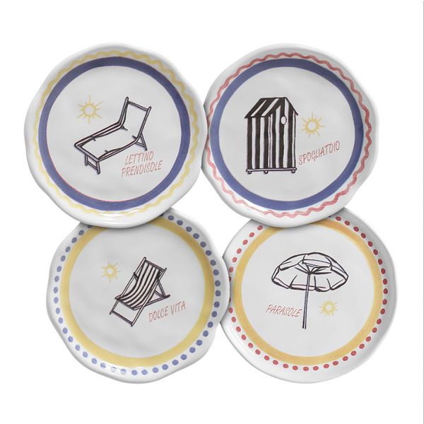 Conjunto 4 Pratos Sobremesa Ø20cm Summer Cerâmica Scalla