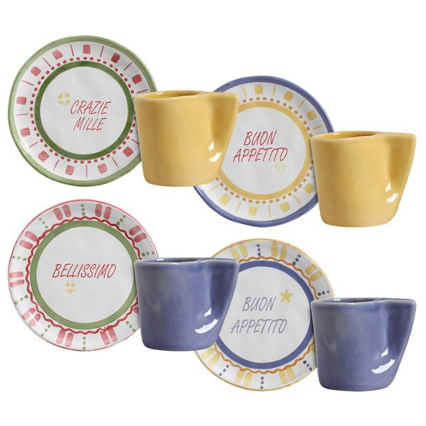 Conjunto 4 Xícaras Chá com Pires Summer Cerâmica Scalla